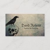 Tattoo & doorboren  Crow & Skull Visitekaartje (Voorkant)