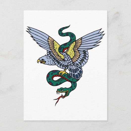  Tattoo Eagle en Snake Briefkaart (Voorkant)