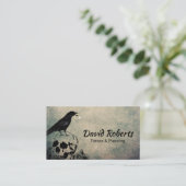 Tattoo en doorboren Gothic Crow Skull & Roos Flowe Visitekaartje (Staand voorkant)