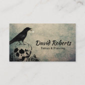 Tattoo en doorboren Gothic Crow Skull & Roos Flowe Visitekaartje (Voorkant)