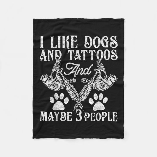 Tattoo en Hondenliefhebbers Grappig Ink Verslaafd Fleece Deken (Voorkant)
