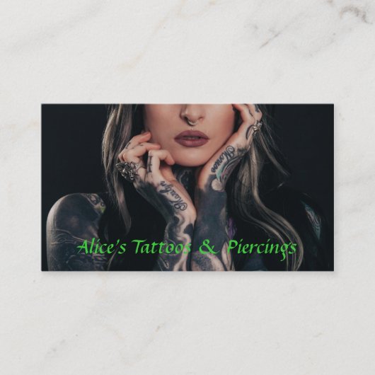 Tattoo en Piercings Winkelen Visitekaartje (Voorkant)