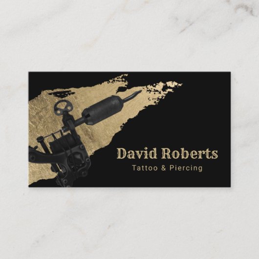 Tattoo en Tattoo doorboren Pistool & goudpenseel Visitekaartje (Voorkant)