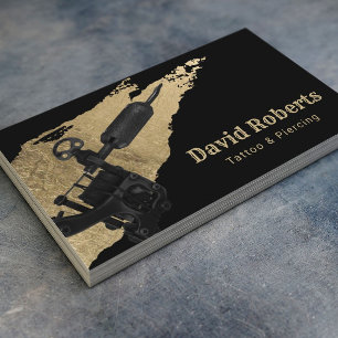 Tattoo en Tattoo doorboren Pistool & goudpenseel Visitekaartje