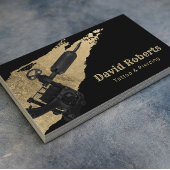 Tattoo en Tattoo doorboren Pistool & goudpenseel Visitekaartje