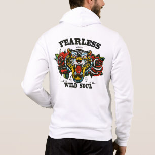 Tattoo fearless wild soul roze tijger fleur old sc hoodie