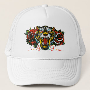 Tattoo fleur rose old school trucker pet