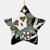 Tattoo Fluer Skull Holiday Ornament (Voorkant)