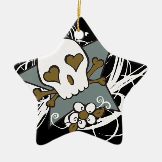 Tattoo Fluer Skull Holiday Ornament (Voorkant)