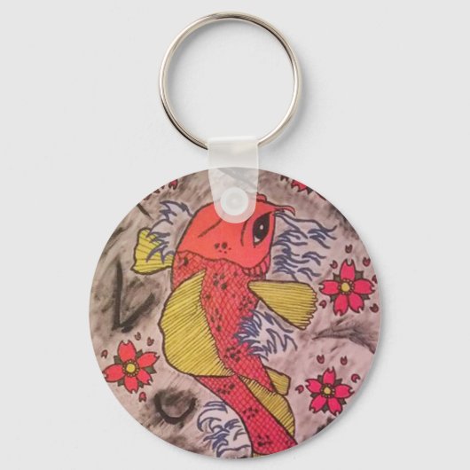 Tattoo Geïnspireerde koi vis Sleutelhanger (Voorkant)
