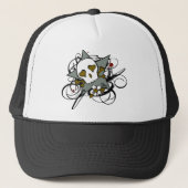 Tattoo geïnspireerde schedelschroefdraad trucker pet (Voorkant)