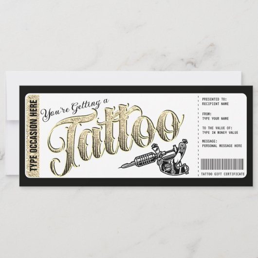 Tattoo Get Inked Gift Kaart Voucher (Voorkant)
