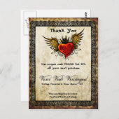  Tattoo Gevleugeld Hart Bedankt Coupon Briefkaart (Voorkant / Achterkant)