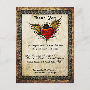  Tattoo Gevleugeld Hart Bedankt Coupon Briefkaart
