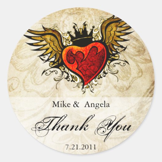  Tattoo gevleugeld hart dank u Sticker (Voorkant)