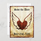 Tattoo Gevleugeld Hart Save the Date Briefkaart (Voorkant / Achterkant)