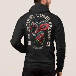 Tattoo go around . come around slogan serpent old hoodie