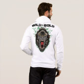 Tattoo gorille wild and bold slogan old school gra hoodie (Achterkant volledig)