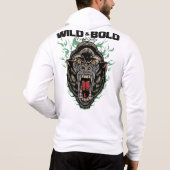 Tattoo gorille wild and bold slogan old school gra hoodie (Achterkant)