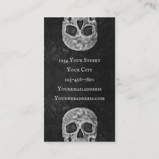 Tattoo: Gothic Black en White Skull Head Visitekaartje (Achterkant)