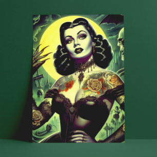 Tattoo Gothic Vrouw Briefkaart