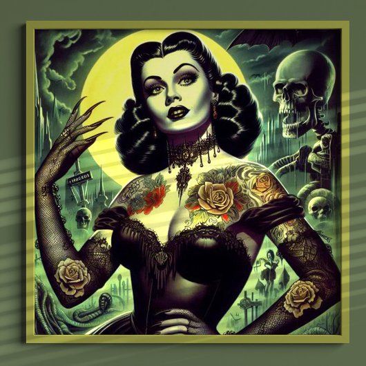 Tattoo Gothic Vrouw Poster