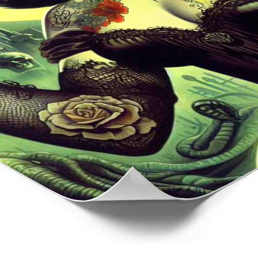 Tattoo Gothic Vrouw Poster (Hoek)