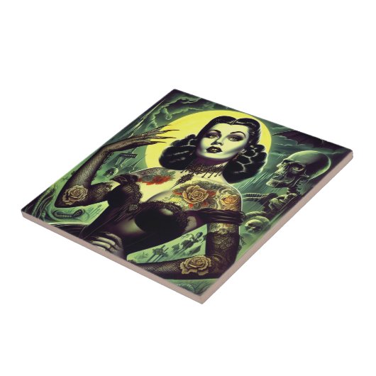 Tattoo Gothic Vrouw Tegeltje (Zijkant)