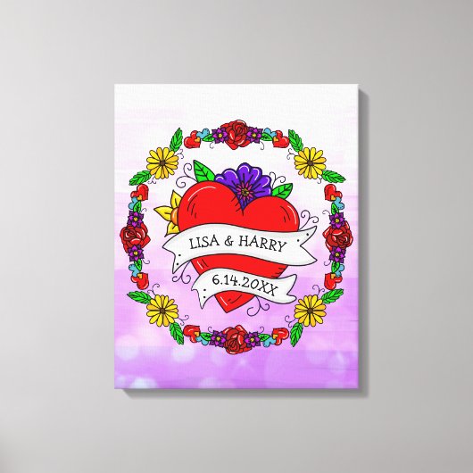 Tattoo Graffiti Art Style Weddenschap Bride en Gro Canvas Afdruk (Voorkant)