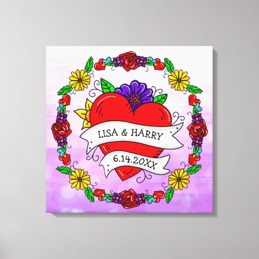 Tattoo Graffiti Art Style Weddenschap Bride en Gro Canvas Afdruk (Voorkant)