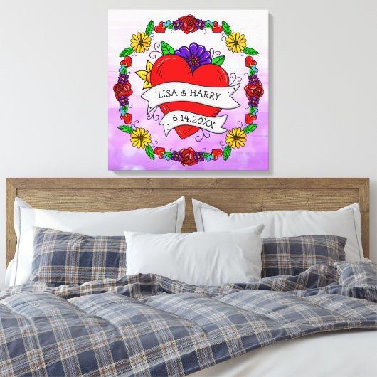 Tattoo Graffiti Art Style Weddenschap Bride en Gro Canvas Afdruk (Insitu (Slaapkamer))