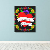 Tattoo Graffiti Art Style Weddenschap Bride en Gro Canvas Afdruk (Insitu (Houten vloer))