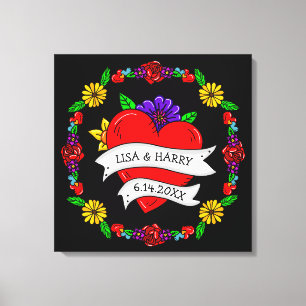 Tattoo Graffiti Art Style Weddenschap Bride en Gro Canvas Afdruk