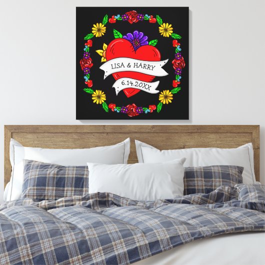 Tattoo Graffiti Art Style Weddenschap Bride en Gro Canvas Afdruk (Insitu (Slaapkamer))