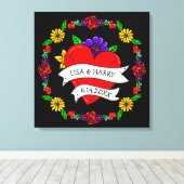 Tattoo Graffiti Art Style Weddenschap Bride en Gro Canvas Afdruk (Insitu (Houten vloer))