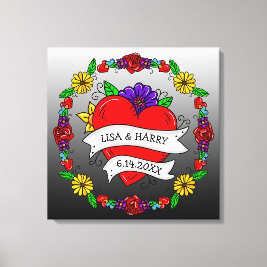 Tattoo Graffiti Art Style Weddenschap Bride en Gro Canvas Afdruk (Voorkant)
