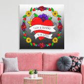 Tattoo Graffiti Art Style Weddenschap Bride en Gro Canvas Afdruk (Insitu (Woonkamer))