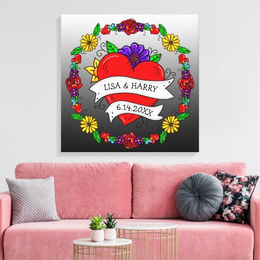 Tattoo Graffiti Art Style Weddenschap Bride en Gro Canvas Afdruk (Insitu (Woonkamer))