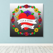 Tattoo Graffiti Art Style Weddenschap Bride en Gro Canvas Afdruk (Insitu (Houten vloer))