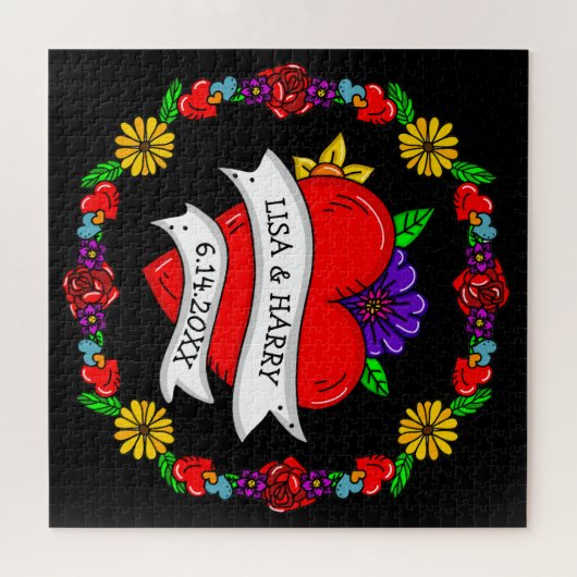 Tattoo Graffiti Art Style Weddenschap Bride en Gro Legpuzzel (Horizontaal)