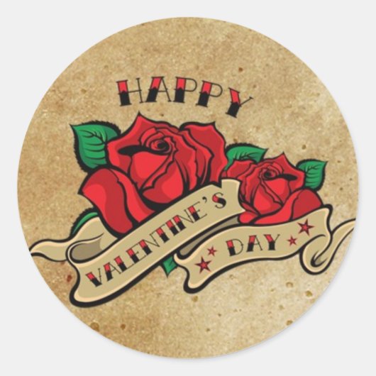 Tattoo Happy Valentijnsdag Roos Sticker (Voorkant)