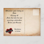 Tattoo Hart en Roos Save the Date Aankondigingskaart (Achterkant)