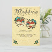 Tattoo hart en tatoeëerde briefingweddenschap kaart (Staand voorkant)