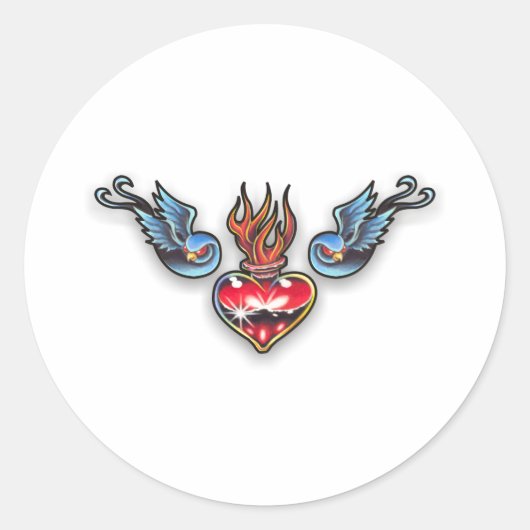 Tattoo hart ronde sticker (Voorkant)