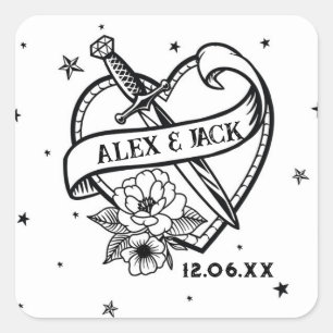 Tattoo Hart Wedding Initialen Stickers Label