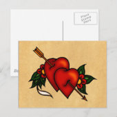 Tattoo Harten met Pijl Briefkaart (Voorkant / Achterkant)