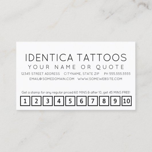 #TATTOO hashtag loyaliteitspunkkaart Klantenkaartje (Achterkant)