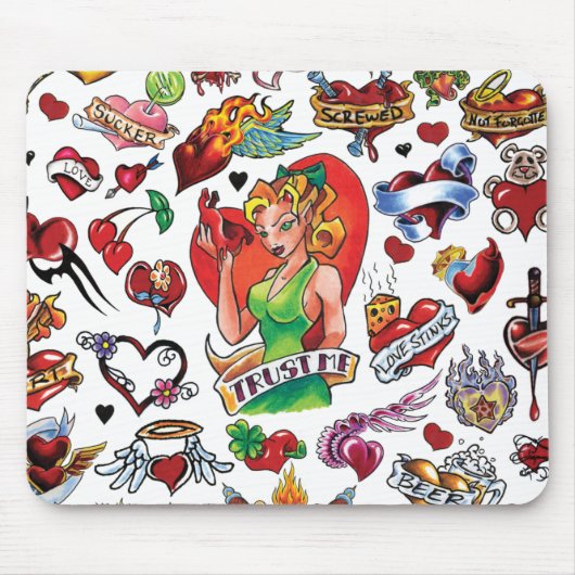 Tattoo Heart Mousepad Muismat (Voorkant)