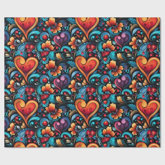 Tattoo Hearts Digitaal thema 1 Cadeaupapier (Vlak)