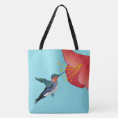 Tattoo Hummingbird and Red Flower Exotic Tote Bag (Voorkant)